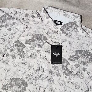 Men's WAGGLE Performance Golf Polo shirt 3XL Wildlif AOP deer rabbit raccoon fox